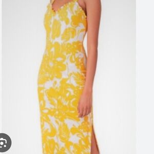 Trina Turk " Zile " MARIGOLD Yellow and White Floral Midi Dress.  Women's 2
